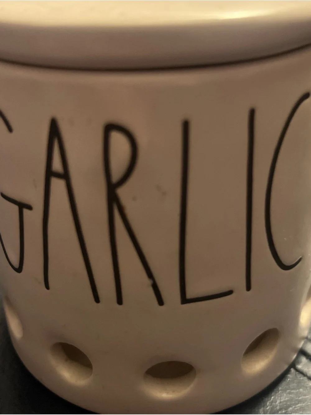Rae Dunn 'GARLIC' Ceramic Cellar Canister Jar with ceramic lid